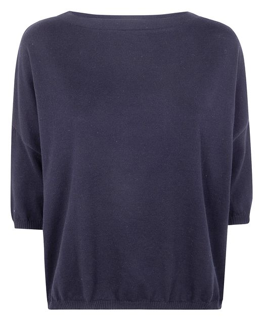 Ma'ry'ya Blue Classic Boat Neck T-Shirt