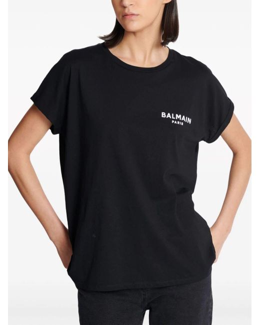 Balmain Black Flock Detail T-Shirt