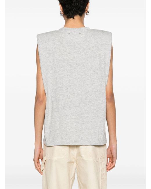 Golden Goose Deluxe Brand Gray Journey W`S Sleeveless Padded Shoulder T-Shirt