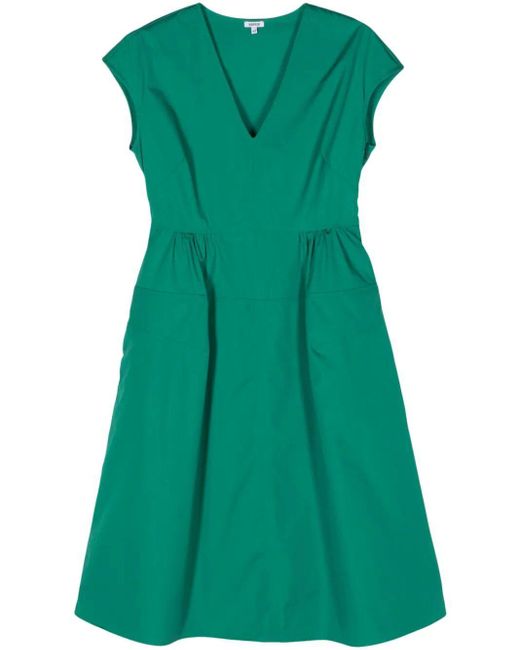 Aspesi Green V-neck Cotton Midi Dress