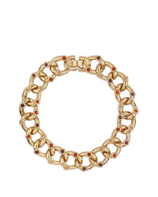 Gas Bijoux Metallic "Mitsi" Plated And Cabochons Necklace