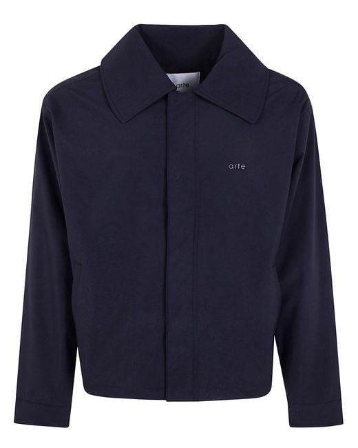Arte' Blue Big Collar Nylon Jacket for men