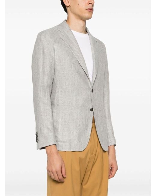 Tagliatore Gray Notched-Lapels Single-Breasted Blazer for men