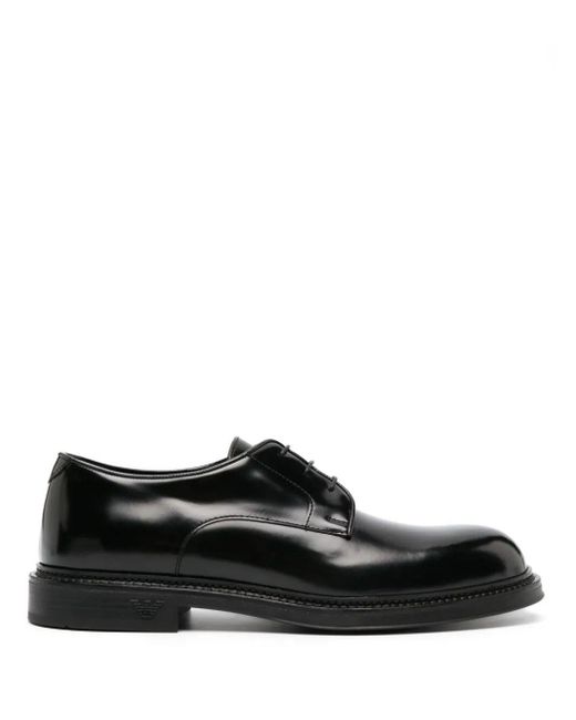 Emporio Armani Black Shiny Leather Laced Shoes for men