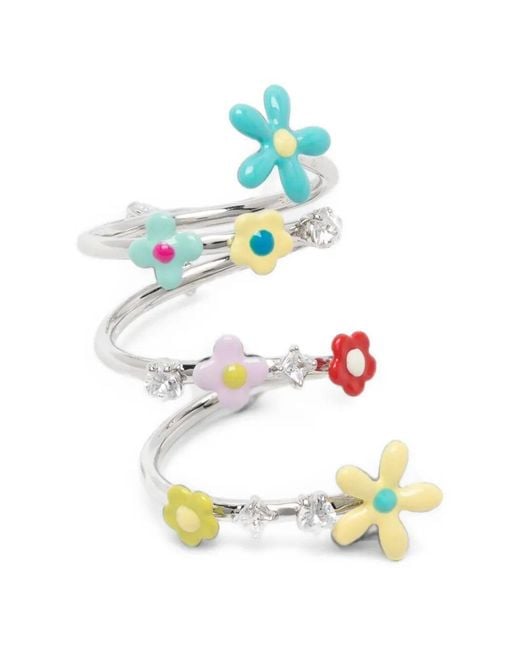 YVMIN White Ring "Flower Gemstone Spiral"