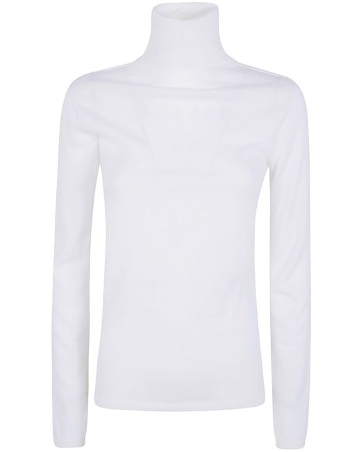 D.exterior White D. Exterior Sweater Merino Wool "Basic Merino Turtle Neck"