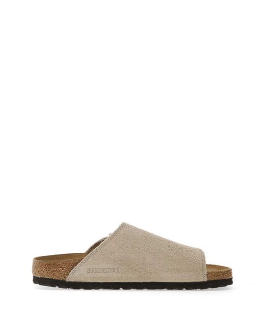 Birkenstock Gray Solana Suede Leather Calzata S Slippers