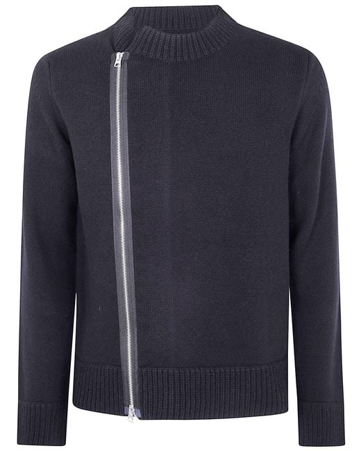 Sacai Blue Wool Knit Blouson for men