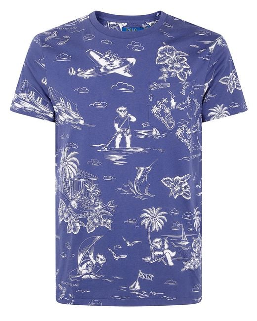 Polo Ralph Lauren Blue Short Sleeves Hybrid Islend Bear T-Shirt for men