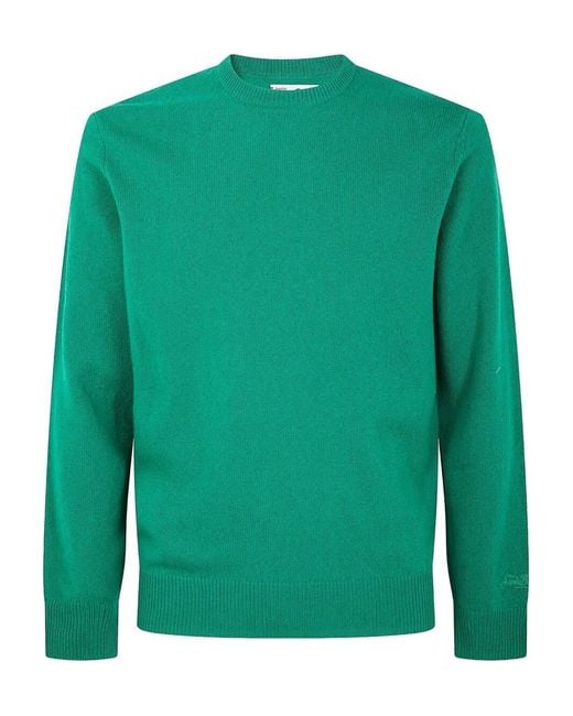 Mc2 Saint Barth Green "Regent Lambswool" Crew Neck Sweater for men