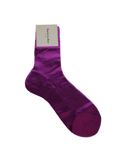 Maria La Rosa Purple Ribbed Laminated Socks