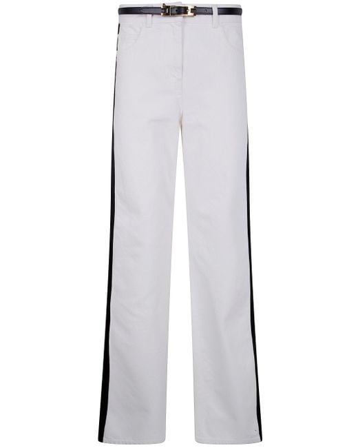 Jeans Con Banda A Contrasto di Elisabetta Franchi in White