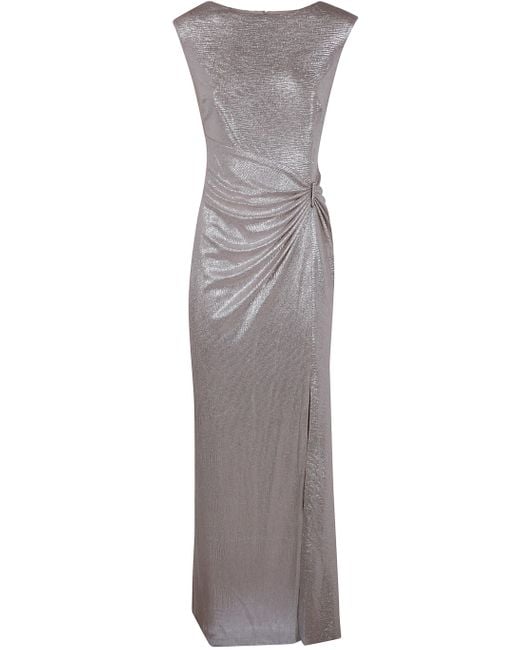 Ralph Lauren Gray Metallic-Finish Gown