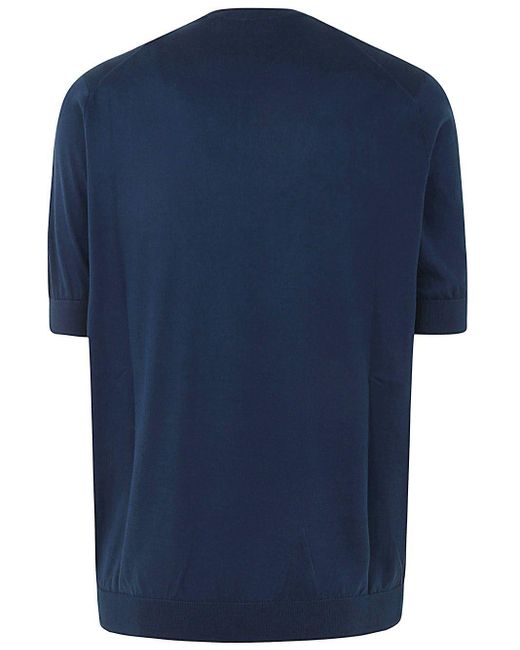 FILIPPO DE LAURENTIIS Blue Short Sleeves Crew Neck Sweater for men