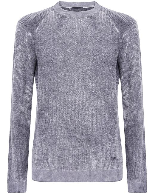 Emporio Armani Blue Sweater Wool Blend "Round Neck" for men