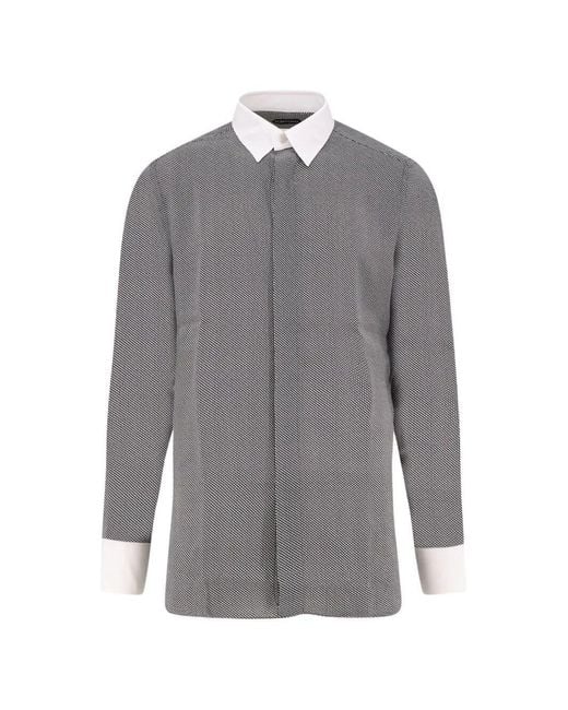 Tom Ford Gray Graphic Sharkskin Print New Fluid Collare And Cuff Contrast S for men