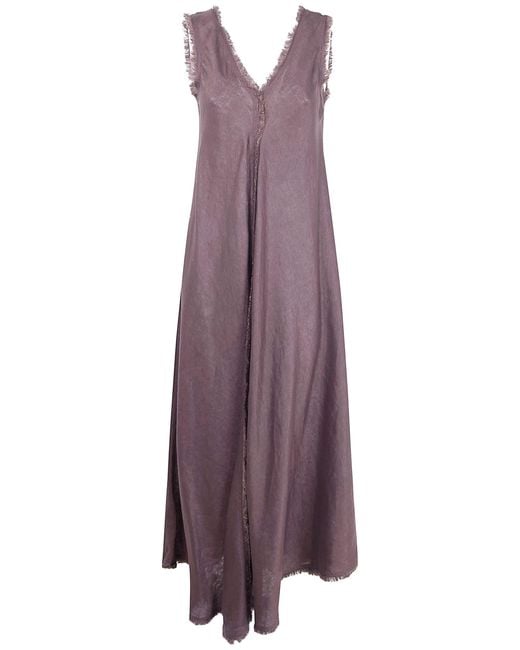P.A.R.O.S.H. Purple P. A.R. O.S. H. "Beach26" Linen Midi Dress