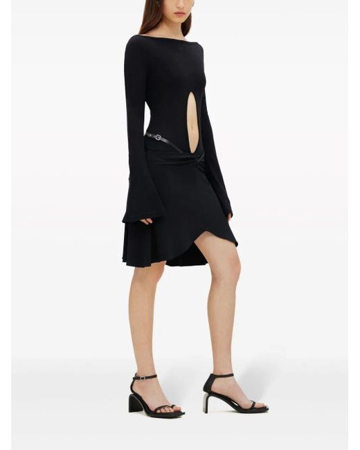 Courreges Black Slash Ellipse Crepe Jerse Mini Skirt