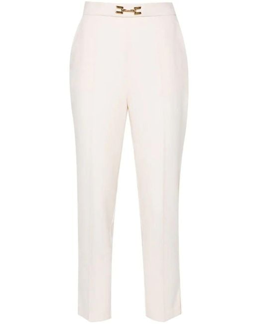Elisabetta Franchi White Tailored Cropped Trousers