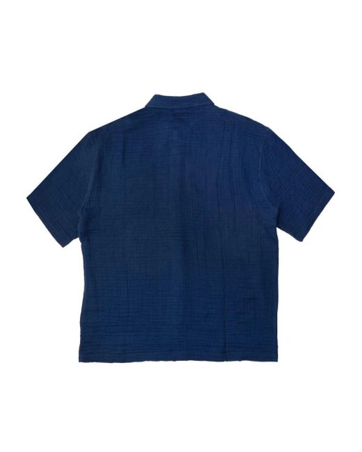 Daily Paper Blue Enzi Seersucker Short Sleeves Shirt for men