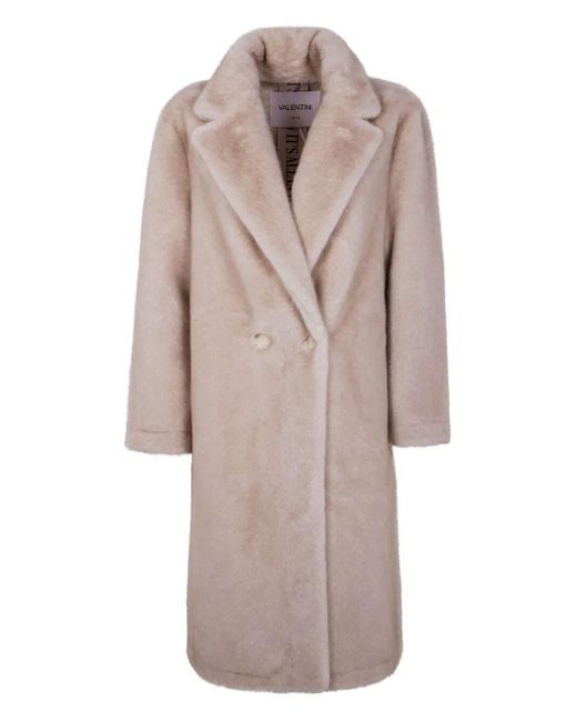 VALENTINI 1972 Natural "Eco Mink" Midi Single Breasted Faux Fur