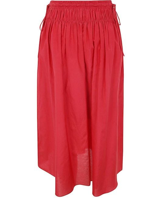 Paul Smith Red Popeline Skirt With Curl On Waist