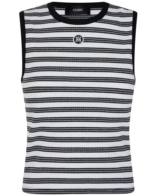 Amiri Black T-Shirt Stripe Jersey "Ma"