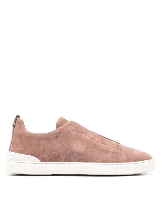 Zegna Pink Triple Stitchtm Low Top Sneakers for men