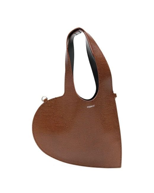 Coperni Brown Lizard Print Mini 'Heart' Tote