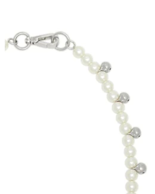 Simone Rocha White Bell Charm And Pearl Necklace Accessories