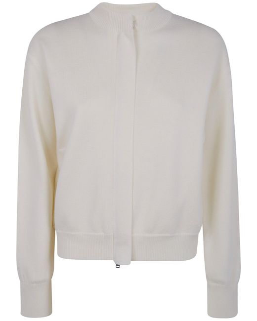 Max Mara White "Pelago" Merinos Wool Bomber Jacket