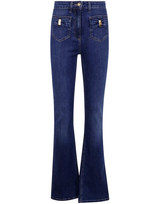 Elisabetta Franchi Blue Bow Detailing Flared Jeans