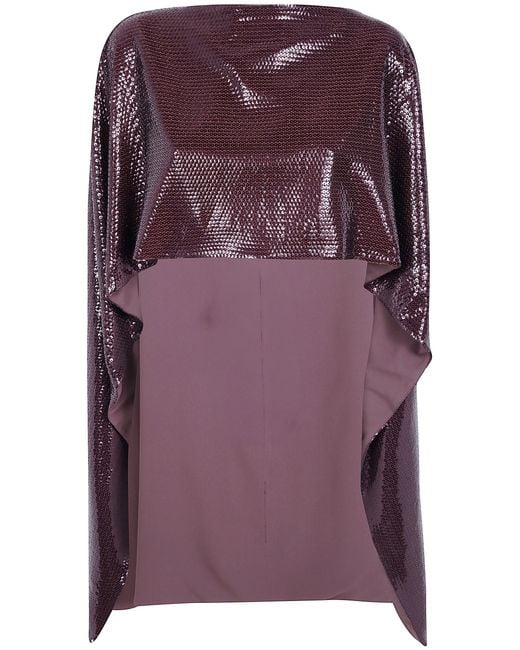 Alberta Ferretti Purple Coat Paillettes On Jersey Cape
