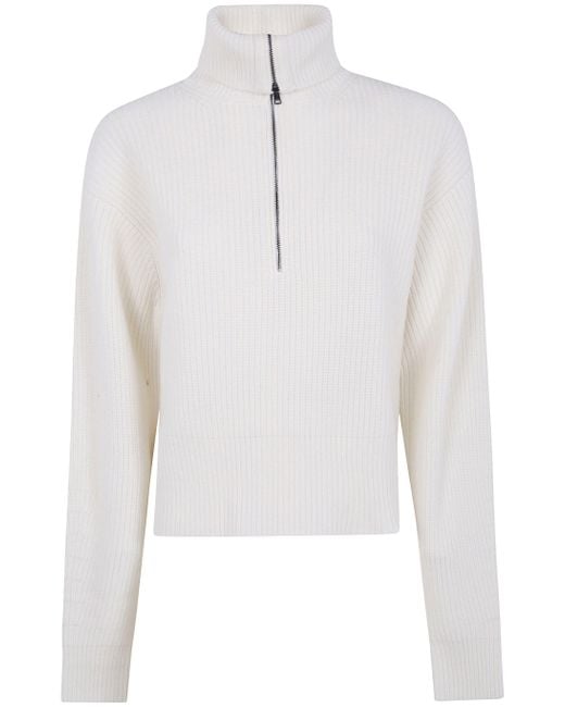 Max Mara White Nadar Half Zip Sweater