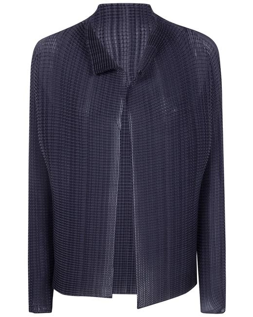 Issey Miyake Blue "Wooly Pleats Bk Wt 66" Shirt