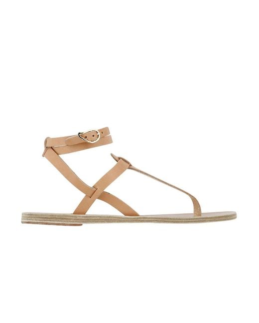 Ancient Greek Sandals Metallic Estia Flat Sandals