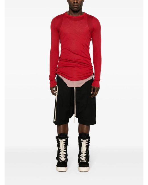 Rick Owens Red Rib Long Sleeves T-shirt Clothing for men