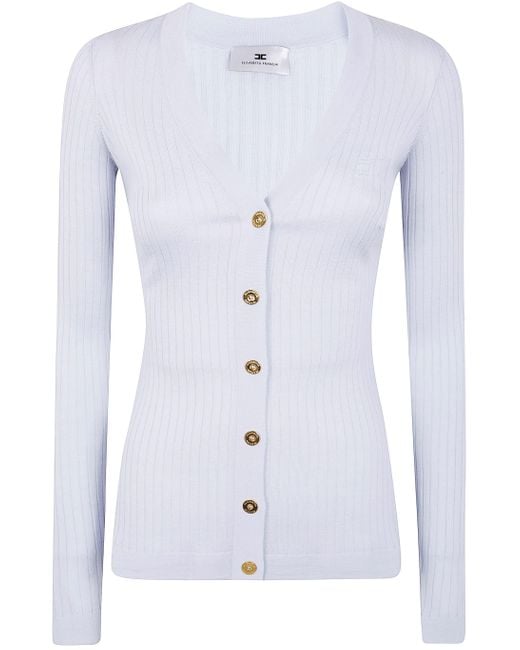 Elisabetta Franchi Blue Tricot V Neck Cardigan