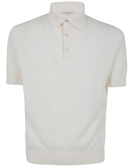 FILIPPO DE LAURENTIIS White Short Sleeves Three Buttons Polo for men