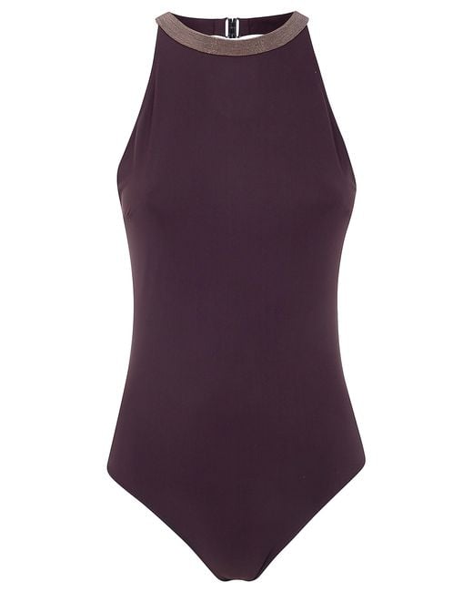 Brunello Cucinelli Purple One Piece Swimsuit