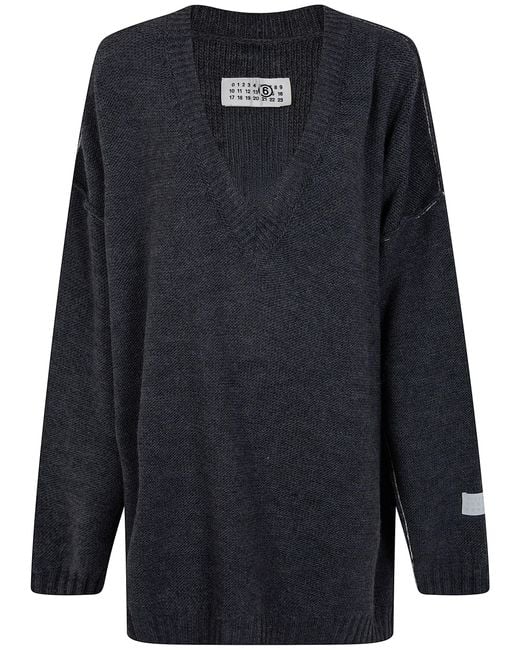 MM6 by Maison Margiela Blue Sweater V Neck "Oversized"