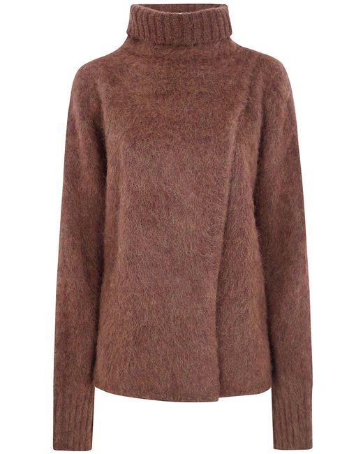 Uma Wang Brown Top High Neck "Uw240 Mustard"