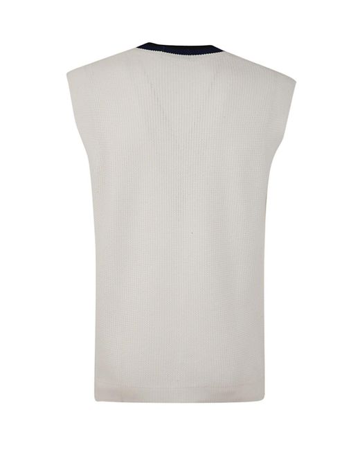 Fred Perry White Fp V-neck Knitted Tank Top Clothing for men