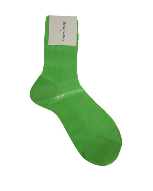 Maria La Rosa Green Laminated Silk Socks