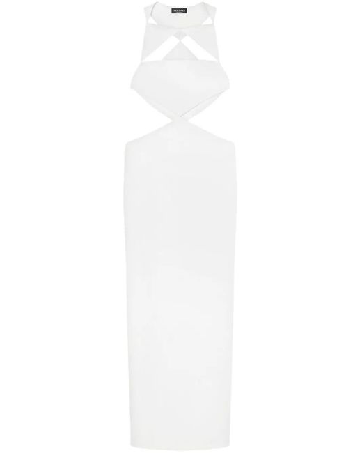 Versace White Techno Bonded Granite` Gown