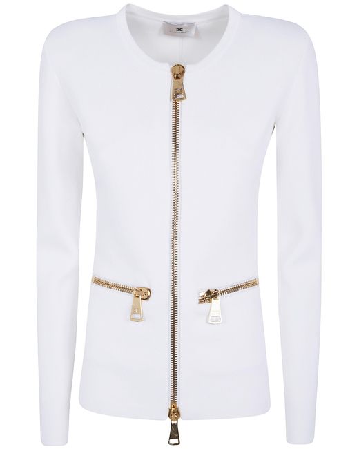 Elisabetta Franchi White Sweater Main Zip