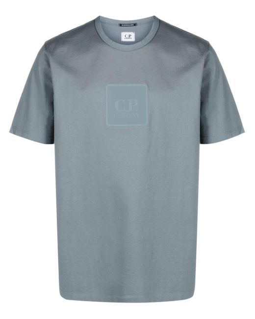 C P Company Blue Metropolis Series Mercerized Jersey Logo Badge T-shirt Clothing for men