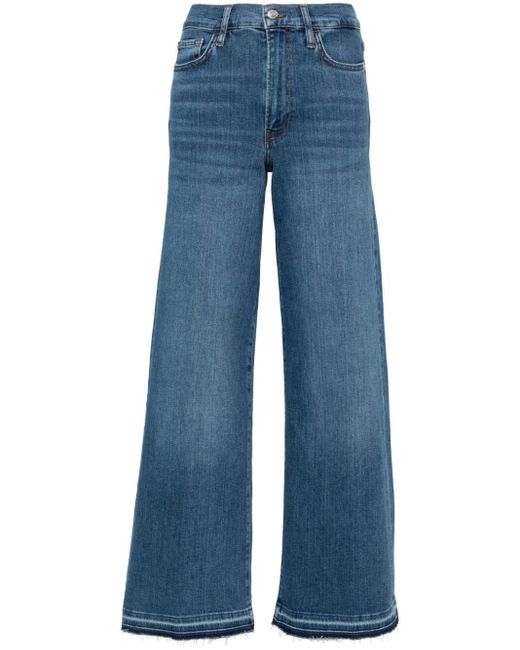 FRAME Blue Le Slim High-Rise Palazzo Jeans