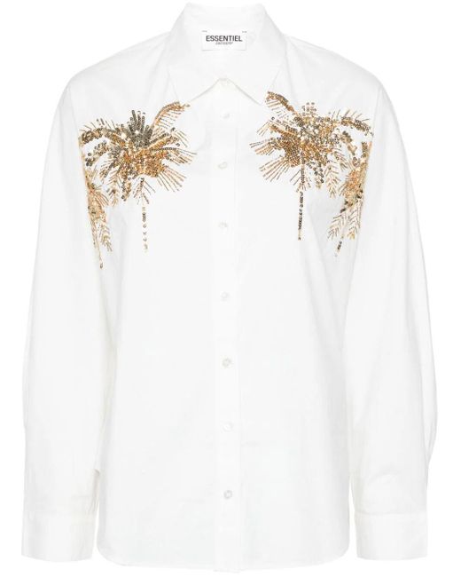 Essentiel Antwerp White Fresh Embellished Shirt
