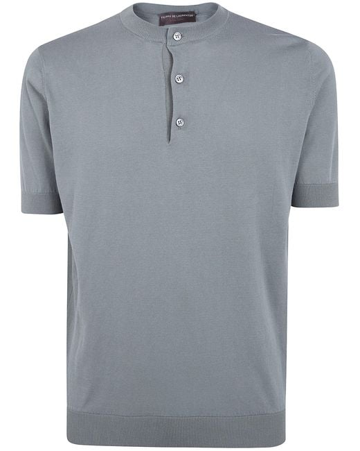 FILIPPO DE LAURENTIIS Gray "Serafino" Short Sleeves Sweater for men